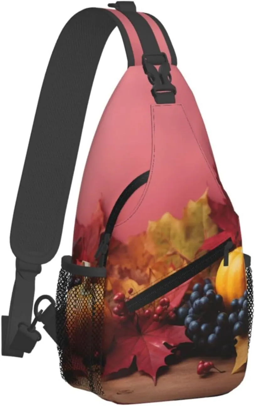 Sling Bag for Women Men Crossbody Bag Sling Backpack Thanksgiving Background Cross Body Bag Adjustable Chest Bag