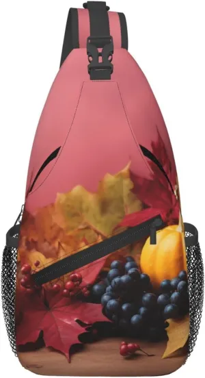Sling Bag for Women Men Crossbody Bag Sling Backpack Thanksgiving Background Cross Body Bag Adjustable Chest Bag
