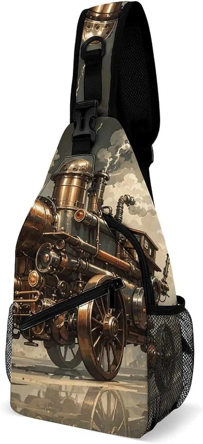Sling Bag for Women Men Steampunk Style Crossbody Bag Hiking Chest Bag Crossbody Fanny Pack Fashion Waist Packs Casual Daypack Backpacks Shoulder Bag for Travel