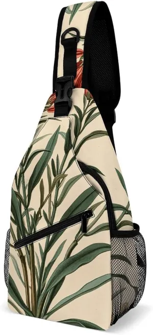 Sling Bag for Women Men Vintage Botanical Illustrations Crossbody Bag Hiking Chest Bag Crossbody Fanny Pack Fashion Waist Packs Casual Daypack Backpacks Shoulder Bag for Travel
