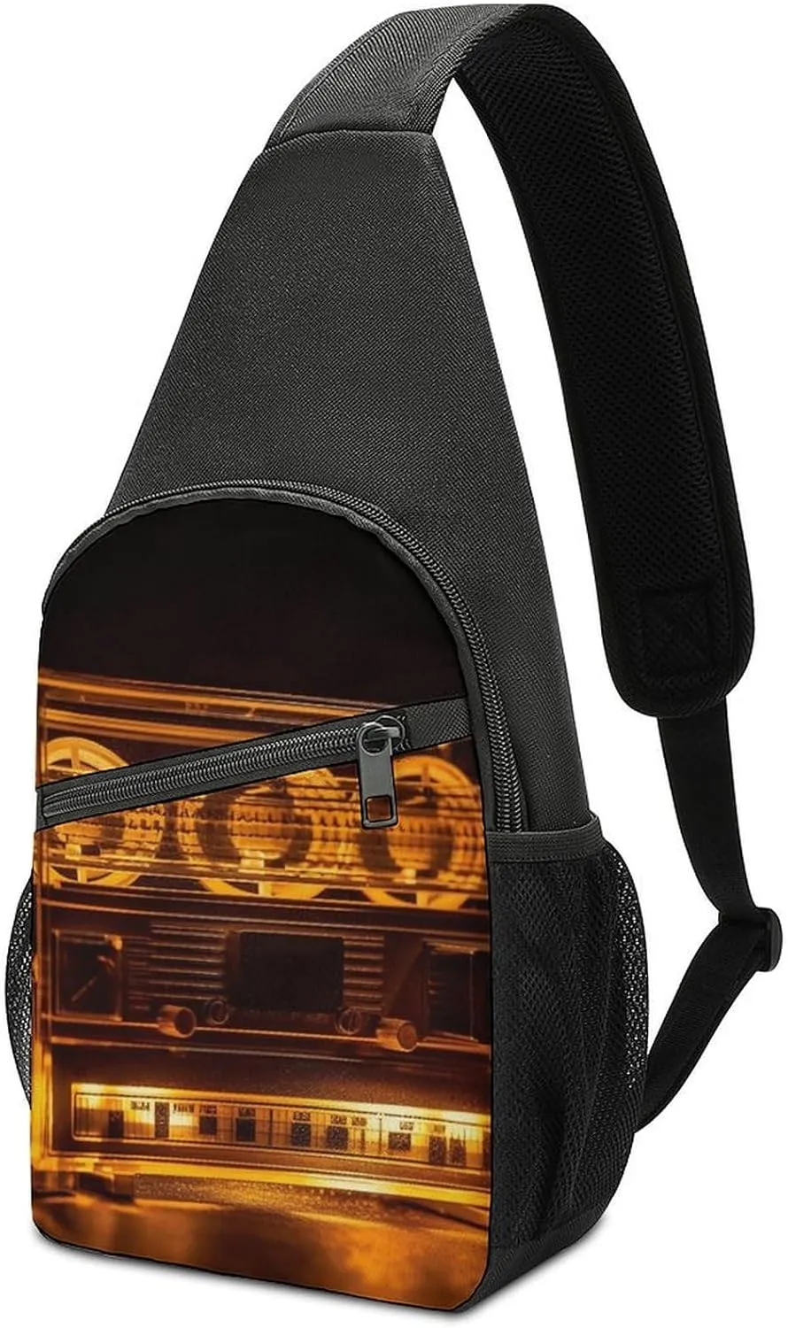 Sling Bag Illuminated Audio Tape Crossbody Bag Sling Backpack Chest Bag Casual Daypack for Travel Hiking
