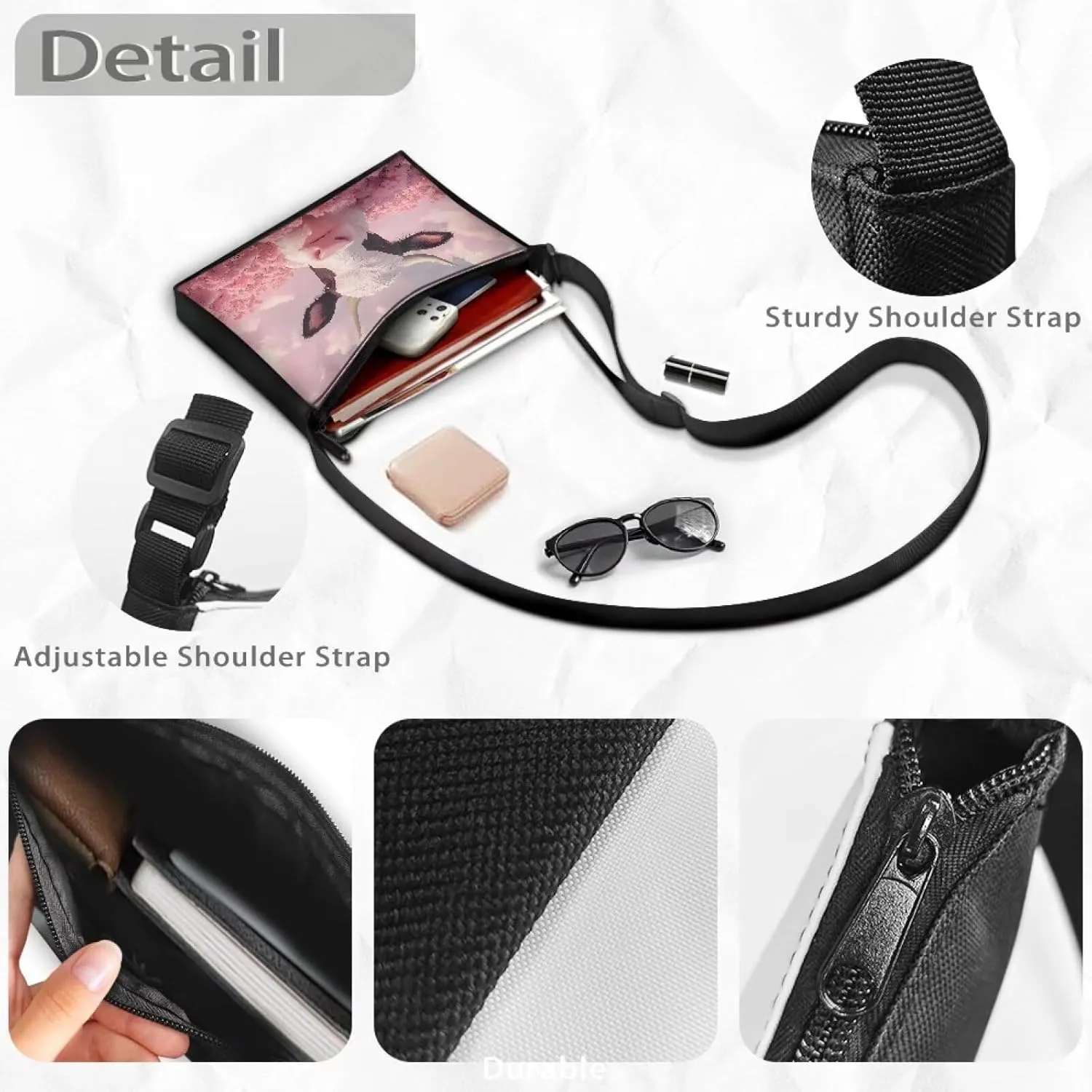 Sling Bag Small Crossbody Backpack Shoulder Bag for Women Men Trendy Adjustable Shoulder Strap Travel Bag Zippered