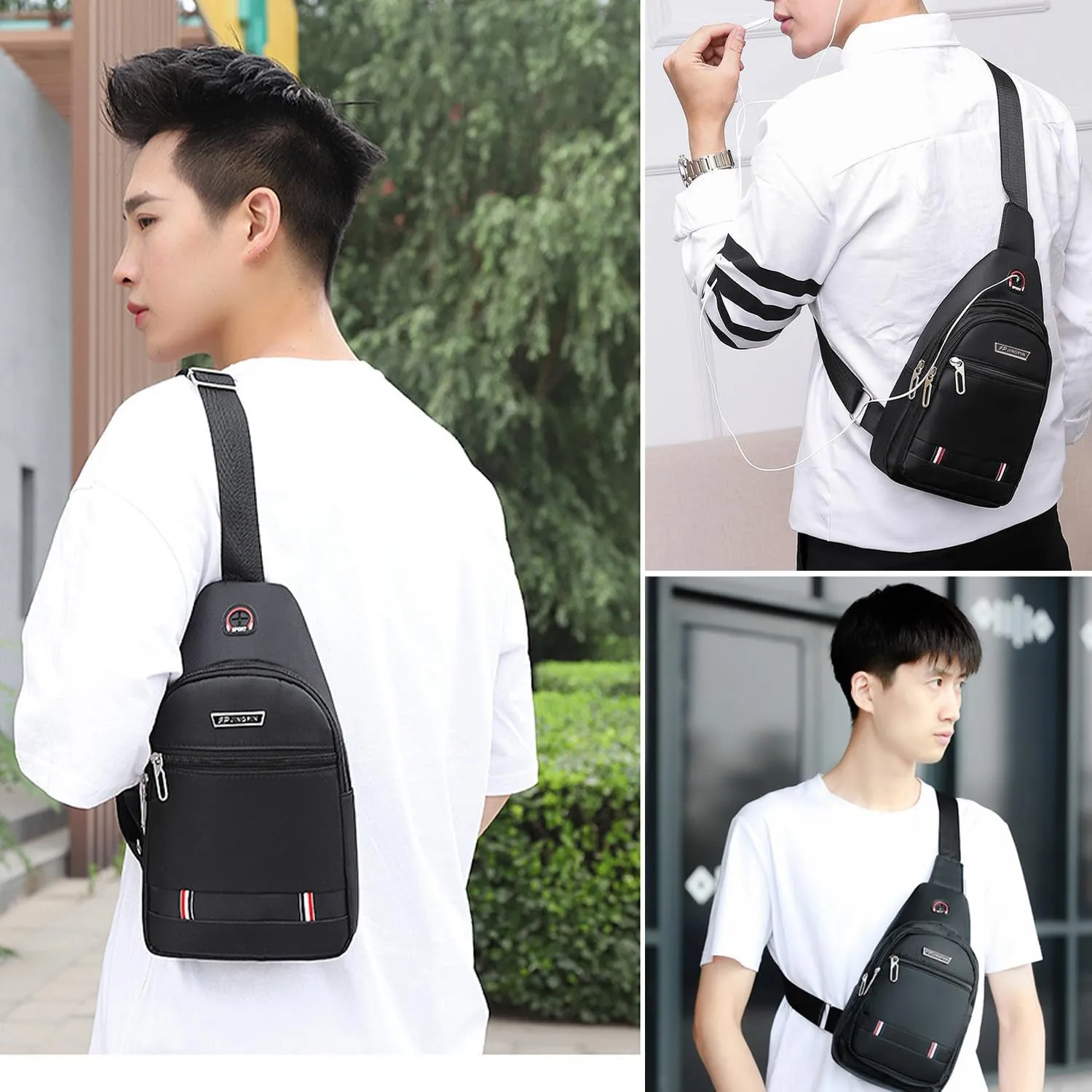 Small Crossbody Sling Backpack Sling Chest Bag，Adjustable Cross Body Bag Chest Shoulder Bag Daypack Fanny Pack for Travel Hiking