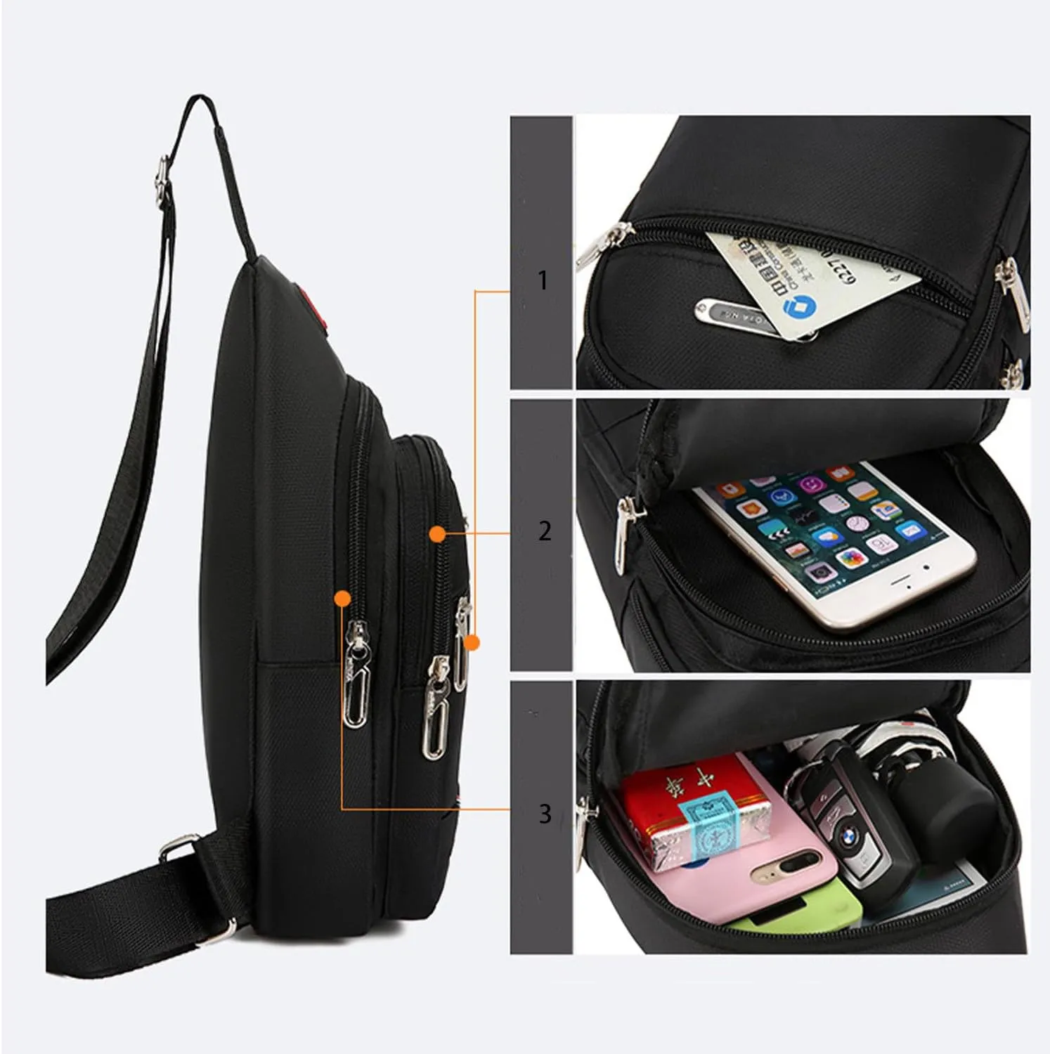 Small Crossbody Sling Backpack Sling Chest Bag，Adjustable Cross Body Bag Chest Shoulder Bag Daypack Fanny Pack for Travel Hiking