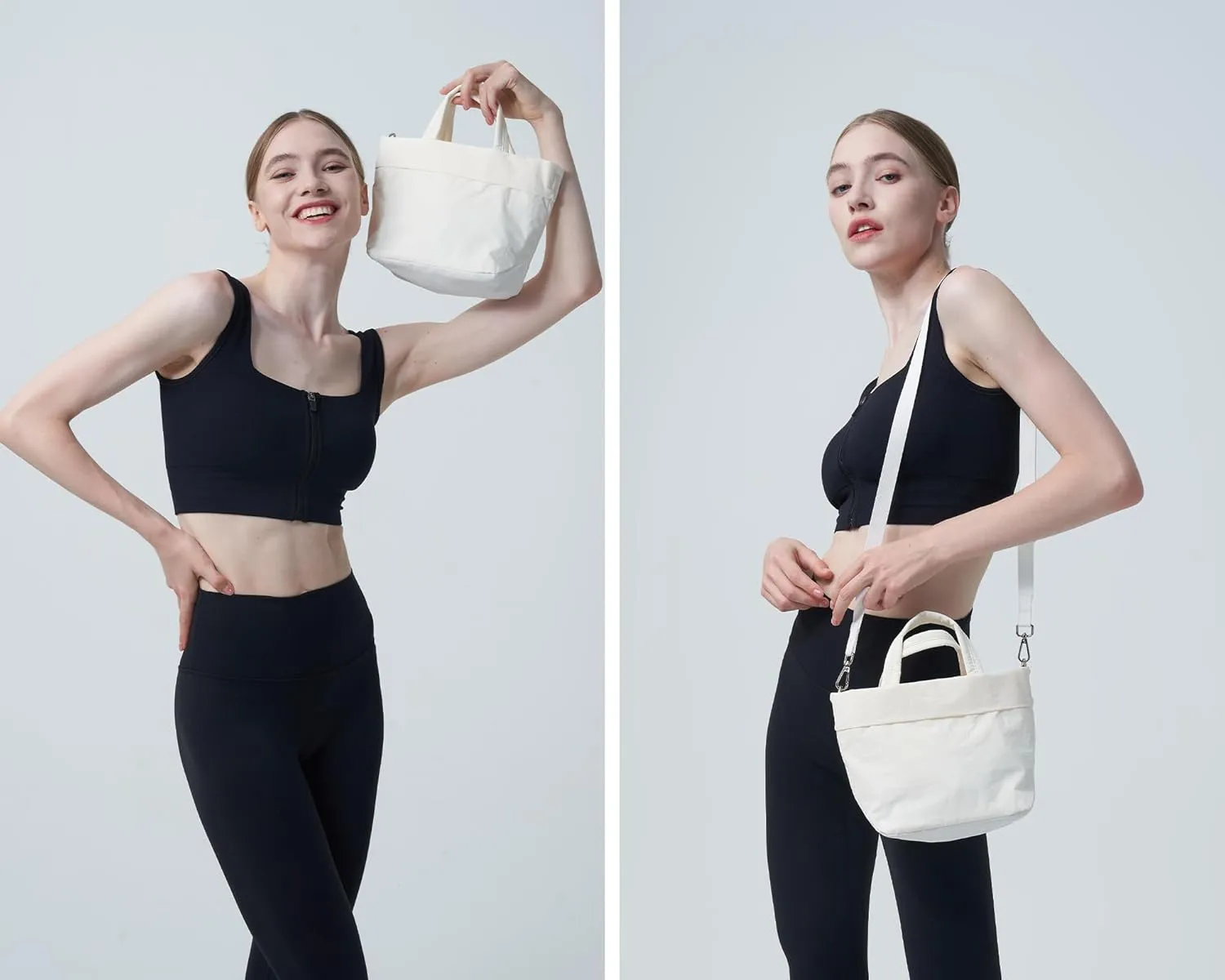 Small Crossbody Tote Bag for Women, 5L Nylon Shoulder Bag Multi Pockets Travel Purse, Adjustabal Strap Work College