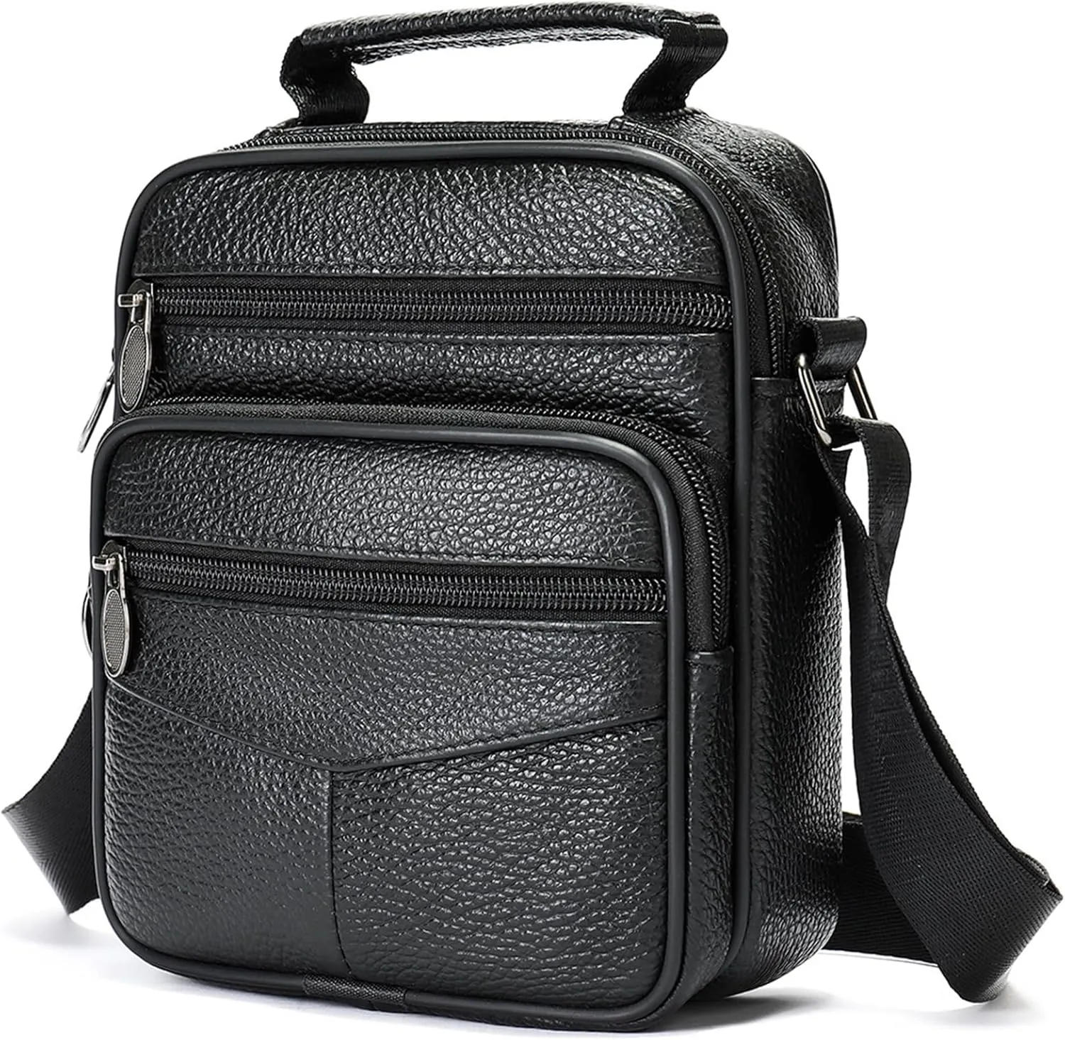 Small Genuine Leather Messenger Shoulder Crossbody Bag for Men Women Travel Work Business Adjustable straps