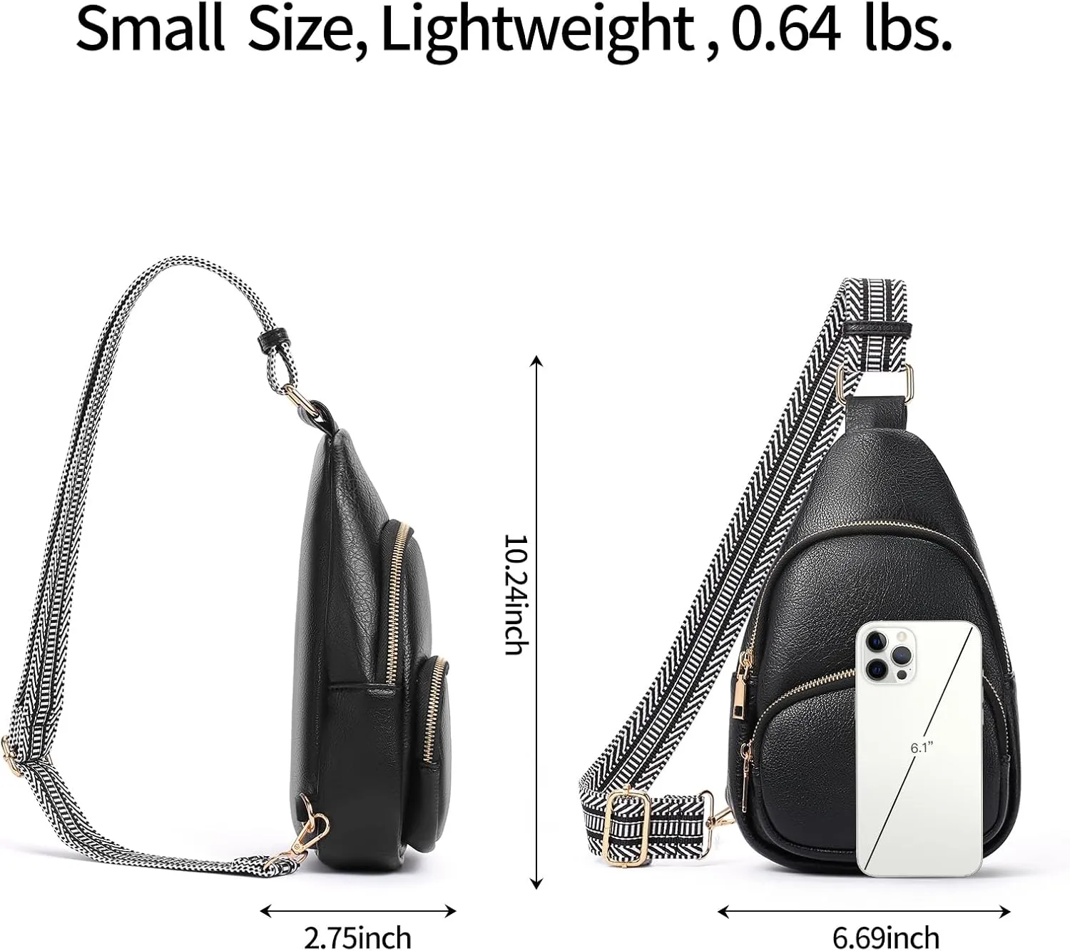 Small Sling Bag for Women, Vegan Leather Crossbody Fanny Packs Chest Bag With Guitar Strap