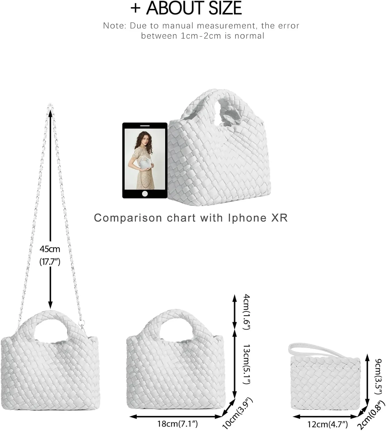 Small Tote Shoulder Bag, Women Handbags and Purses, Woven Composite Bag, Travel Chain Pouch, Phone Crossbody Satchel