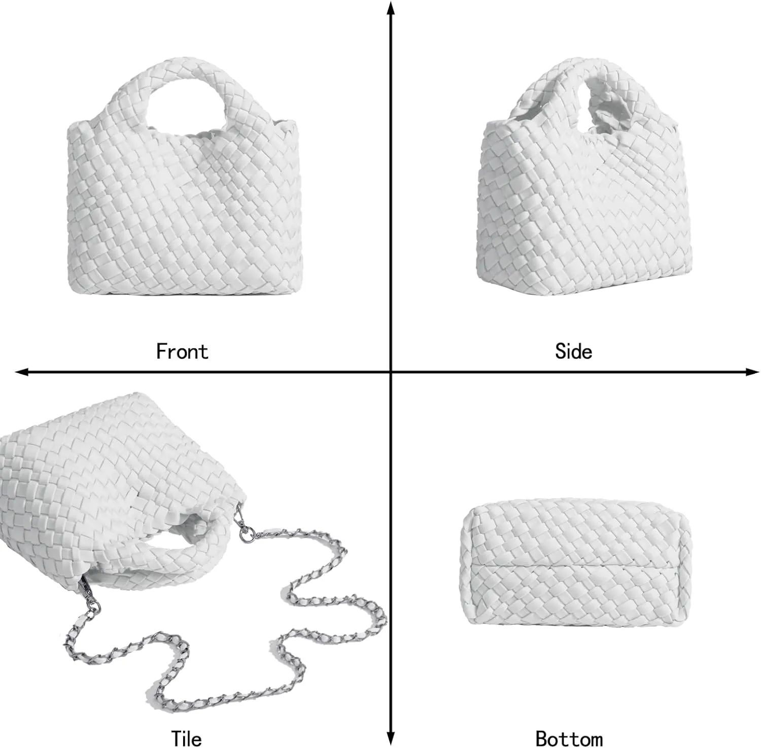 Small Tote Shoulder Bag, Women Handbags and Purses, Woven Composite Bag, Travel Chain Pouch, Phone Crossbody Satchel