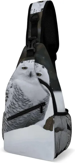 Snow Owl Crossbody Sling Bag for Women Men Sling Backpack Travel Chest Bag Pack Man Purse Shoulder Bags Daypack for Travel Hiking Cycling