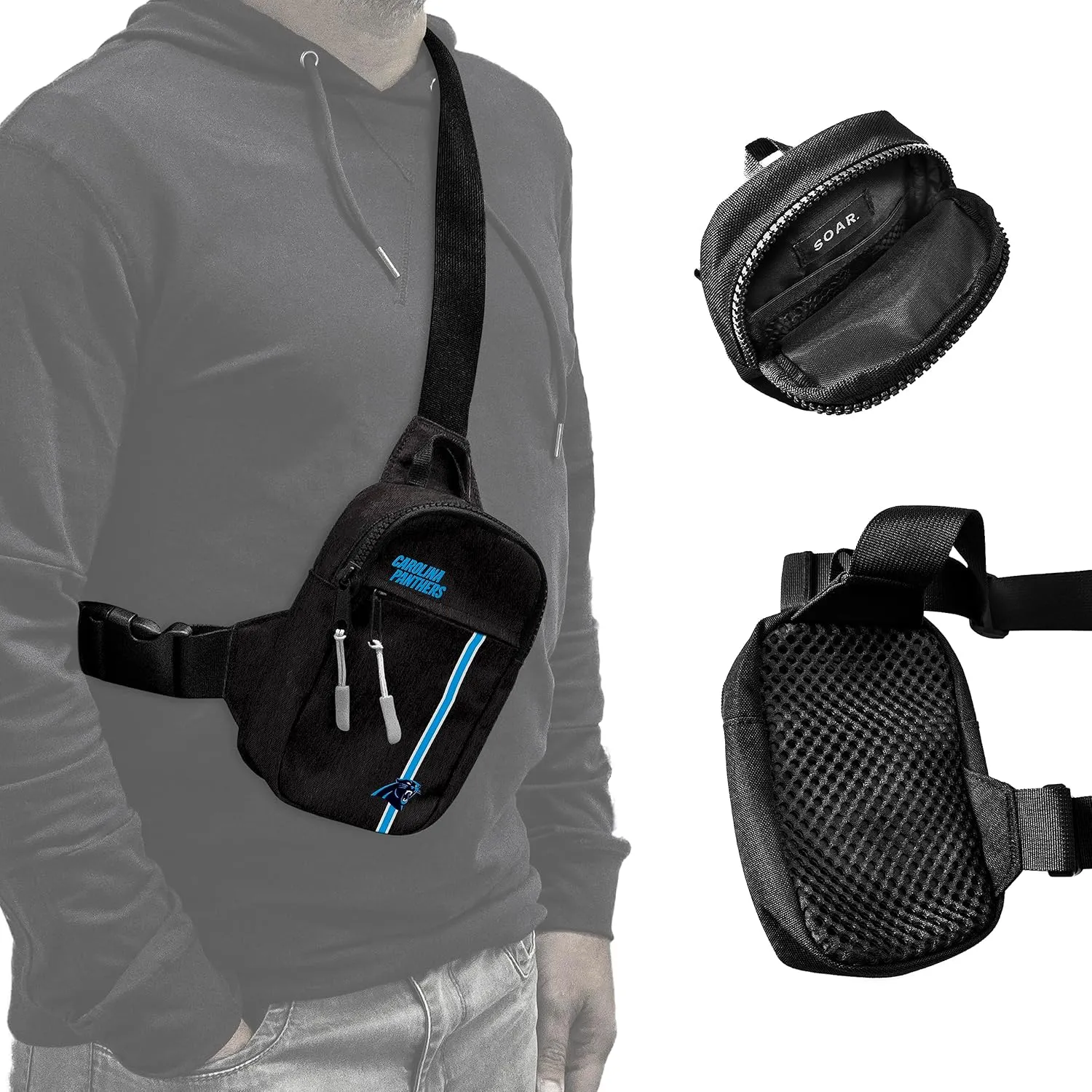 SOAR Unisex Crossbody Tech Adjustable Strap Travel Backpack Officially Licensed NFL, Mini Sling Bag