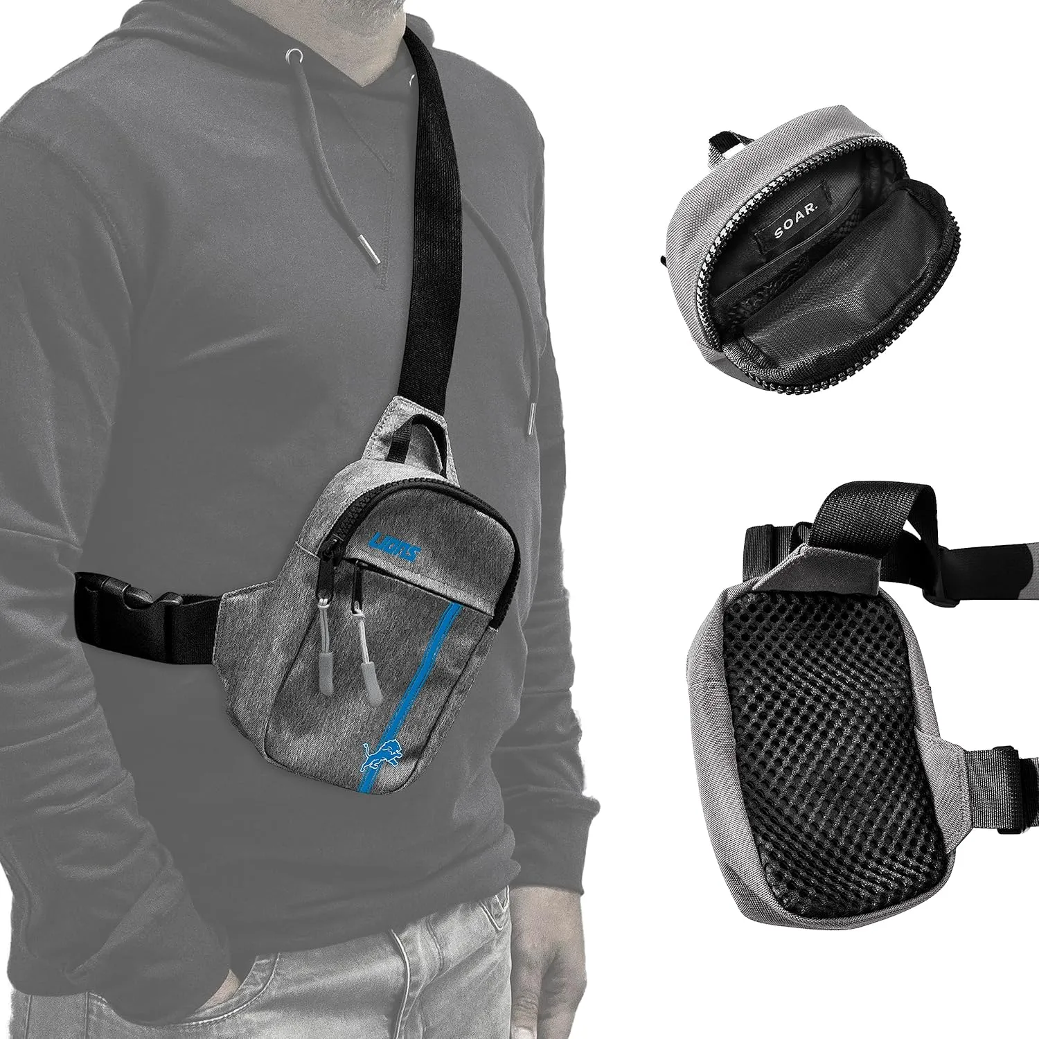 SOAR Unisex Crossbody Tech Adjustable Strap Travel Backpack Officially Licensed NFL, Mini Sling Bag