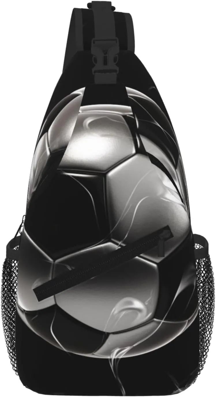 Soccer Black Sling Bag For Women Men Travel Hiking Backpack Crossbody Shoulder Chest Bags Casual Daypack