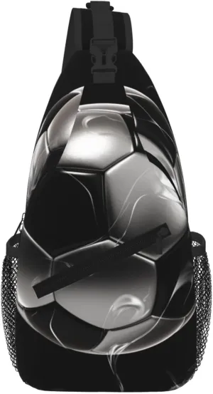 Soccer Black Sling Bag For Women Men Travel Hiking Backpack Crossbody Shoulder Chest Bags Casual Daypack