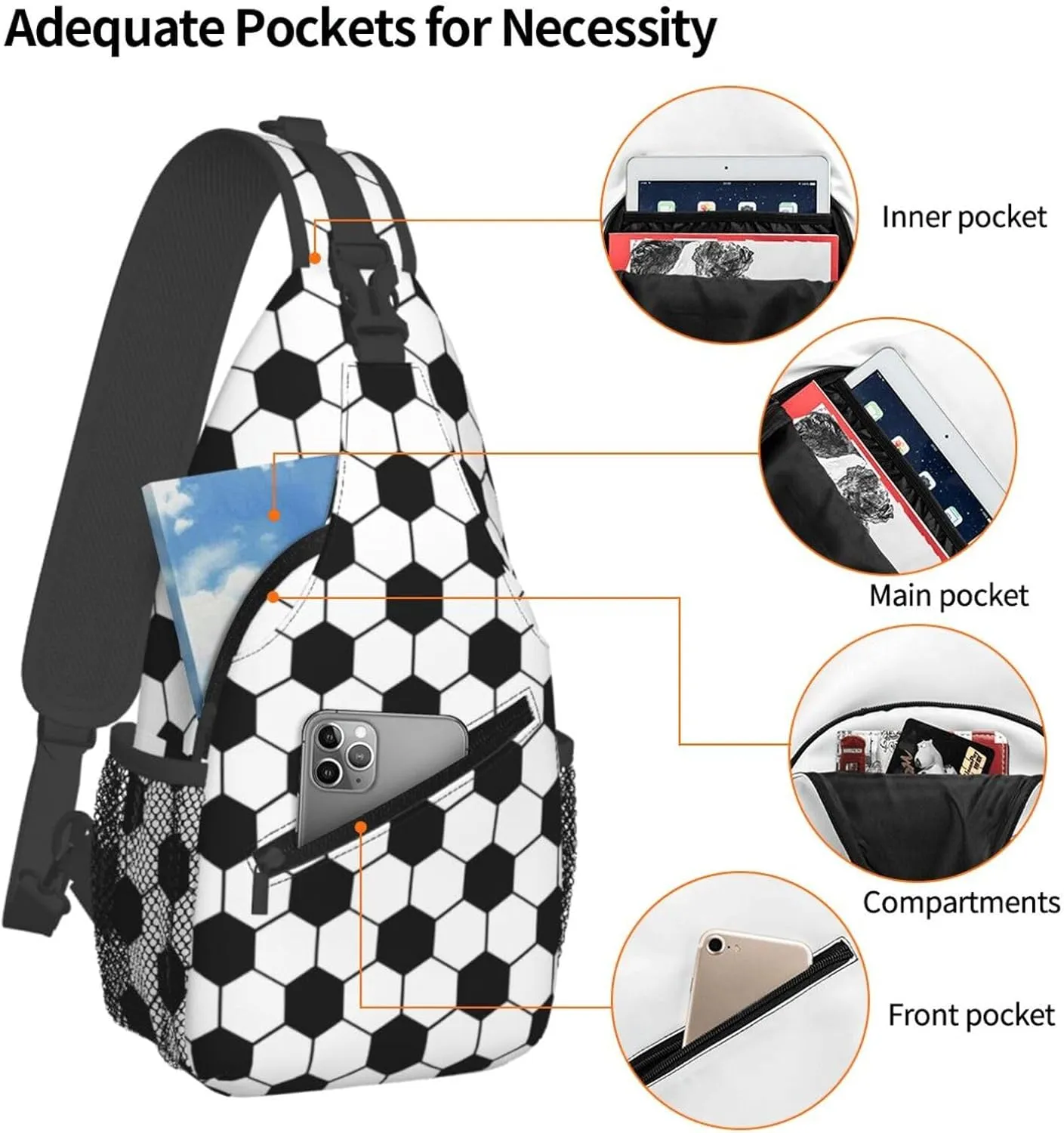Soccer Sling Backpack Sling Bag Football Crossbody Shoulder Bag Soccer Purse Chest Bag For Men Women