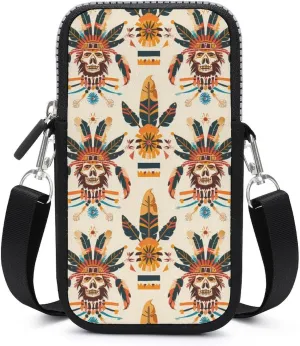 Southwestern Native American Pattern Cell Phone Purse Small Cross-body Bags Portable Shoulder Bag with Zippered for Women Men