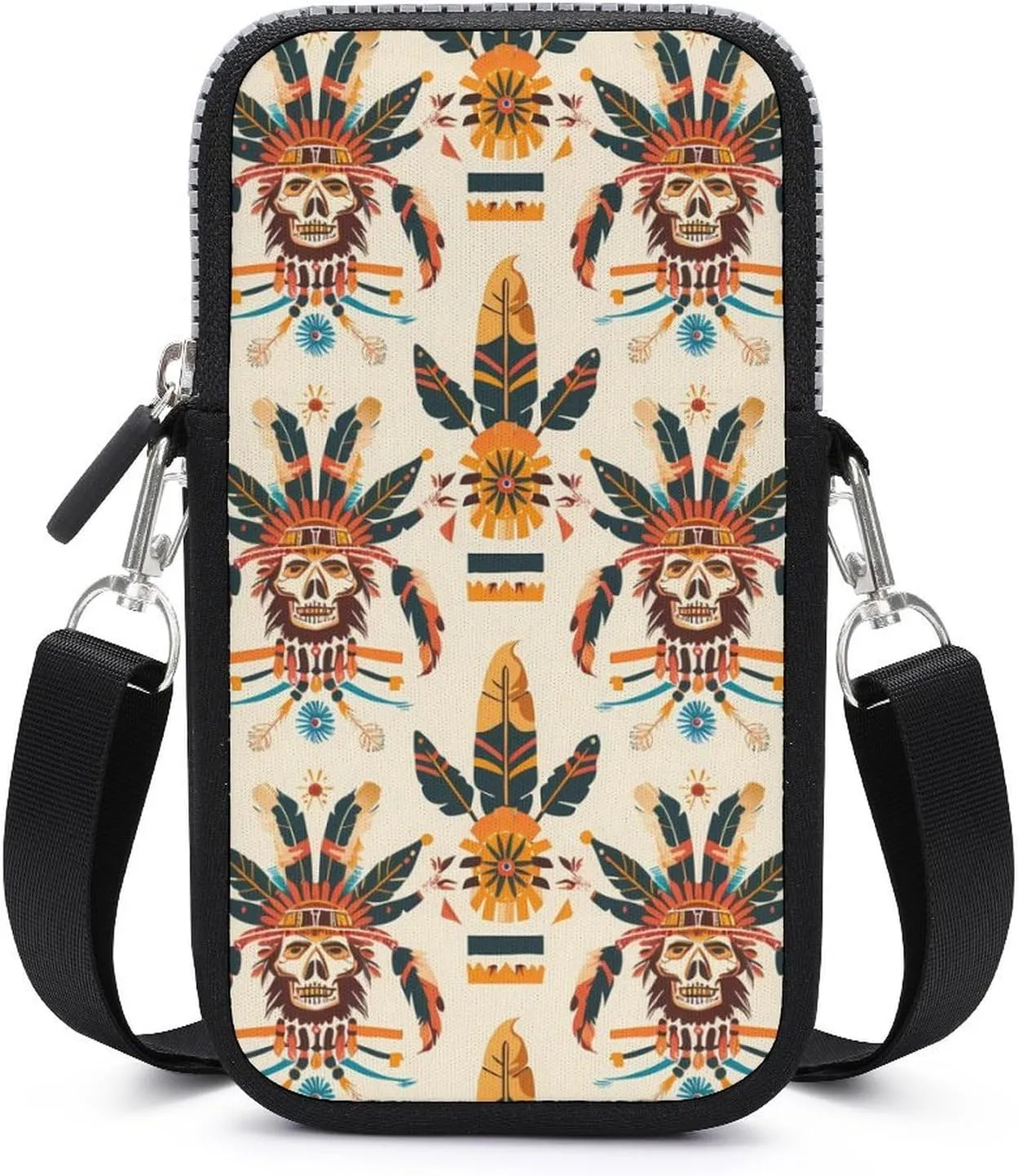 Southwestern Native American Pattern Cell Phone Purse Small Cross-body Bags Portable Shoulder Bag with Zippered for Women Men