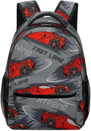 Speed Race Car Backpack Cartoon Large Computer Bags with Chest Strap,Lightweight Casual Daypack for Women Men Hiking Travel Work and Business 16 Inch
