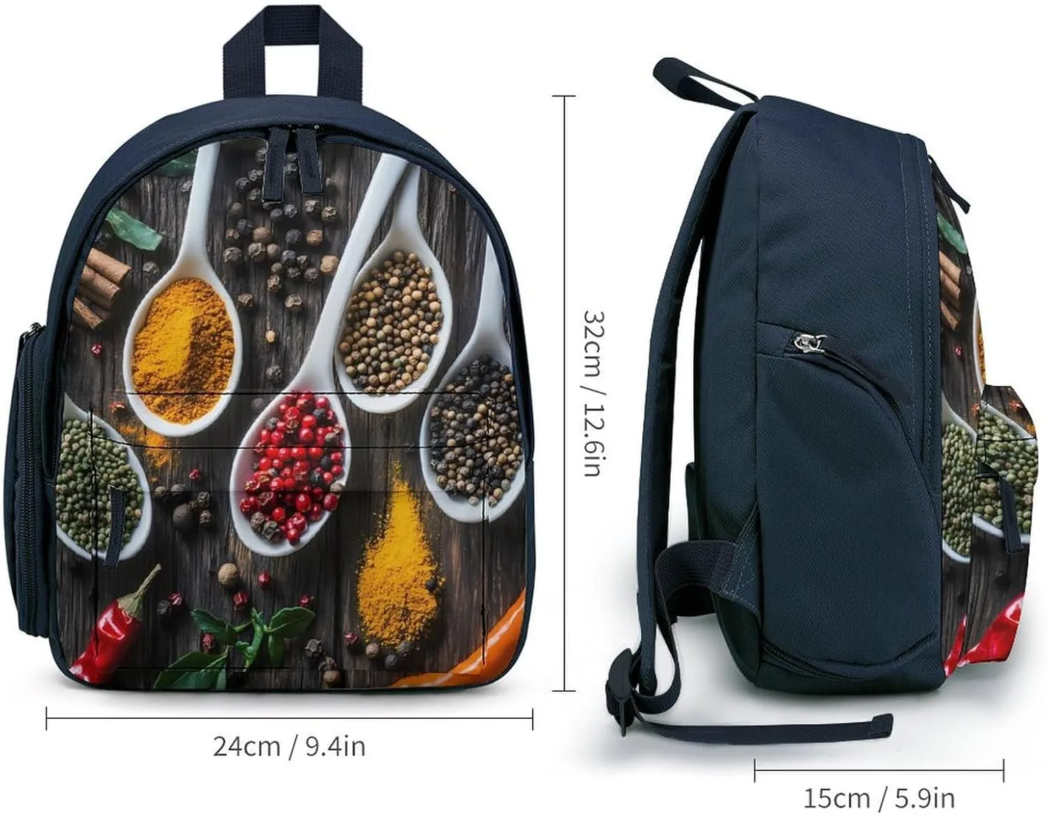 Spice in Spoons Chili Backpack Small Shoulder Bag Travel Bag Casual Daybacks Handbags One Size