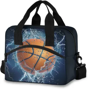 Sport Basketball Lunch Cooler Bag Crossbody or Handheld Design with 10L Capacity, Full Print Insulated Interior Great for Daily Meals & Outings