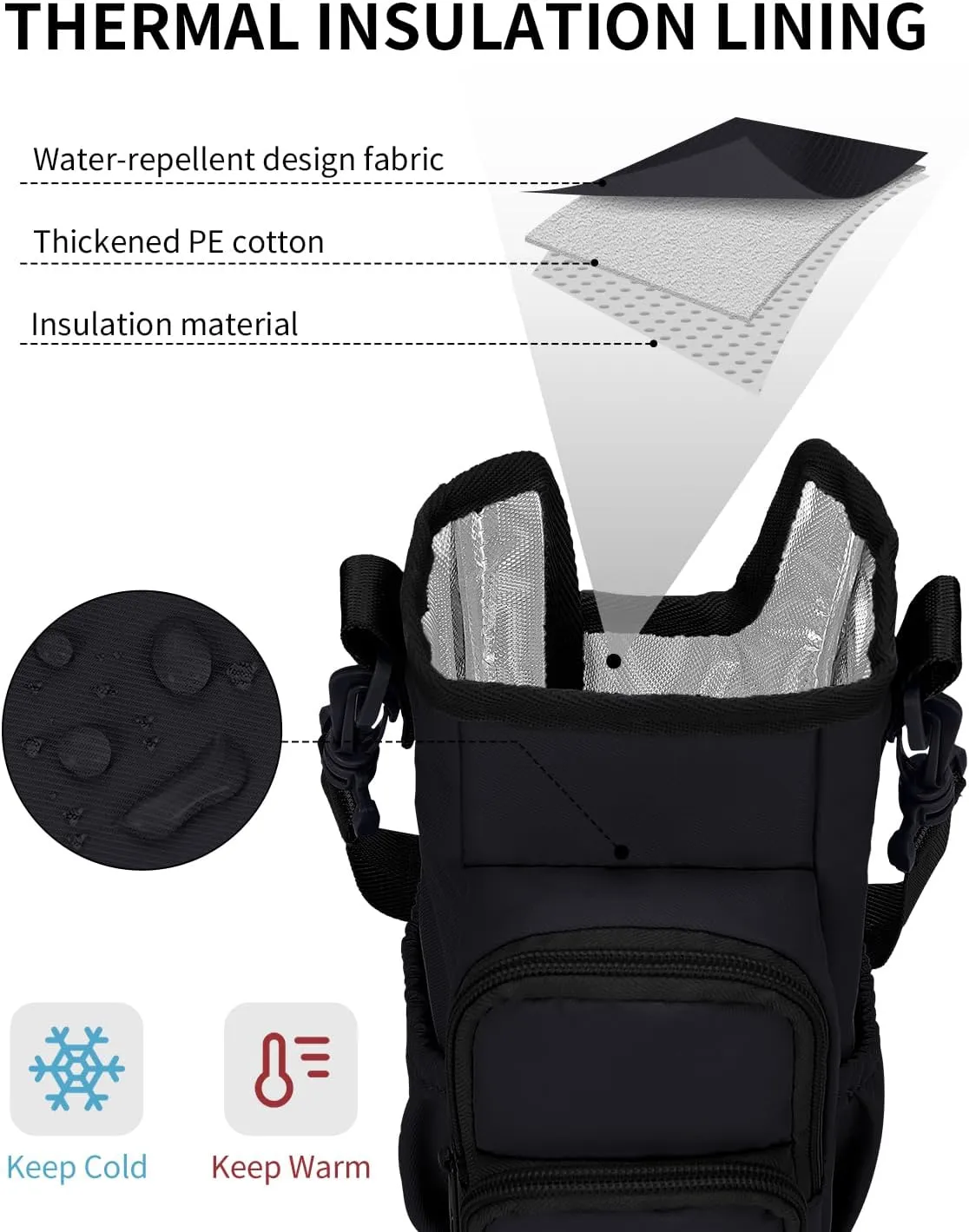 sportsnew Birthday Gifts for Women Initial Water Bottle Holder for Stanley Brumate era 40oz Tumbler with Strap Water Bottle Carrier Bag with Phone Pocket & Straw Toppers Stanley Cup Accessories