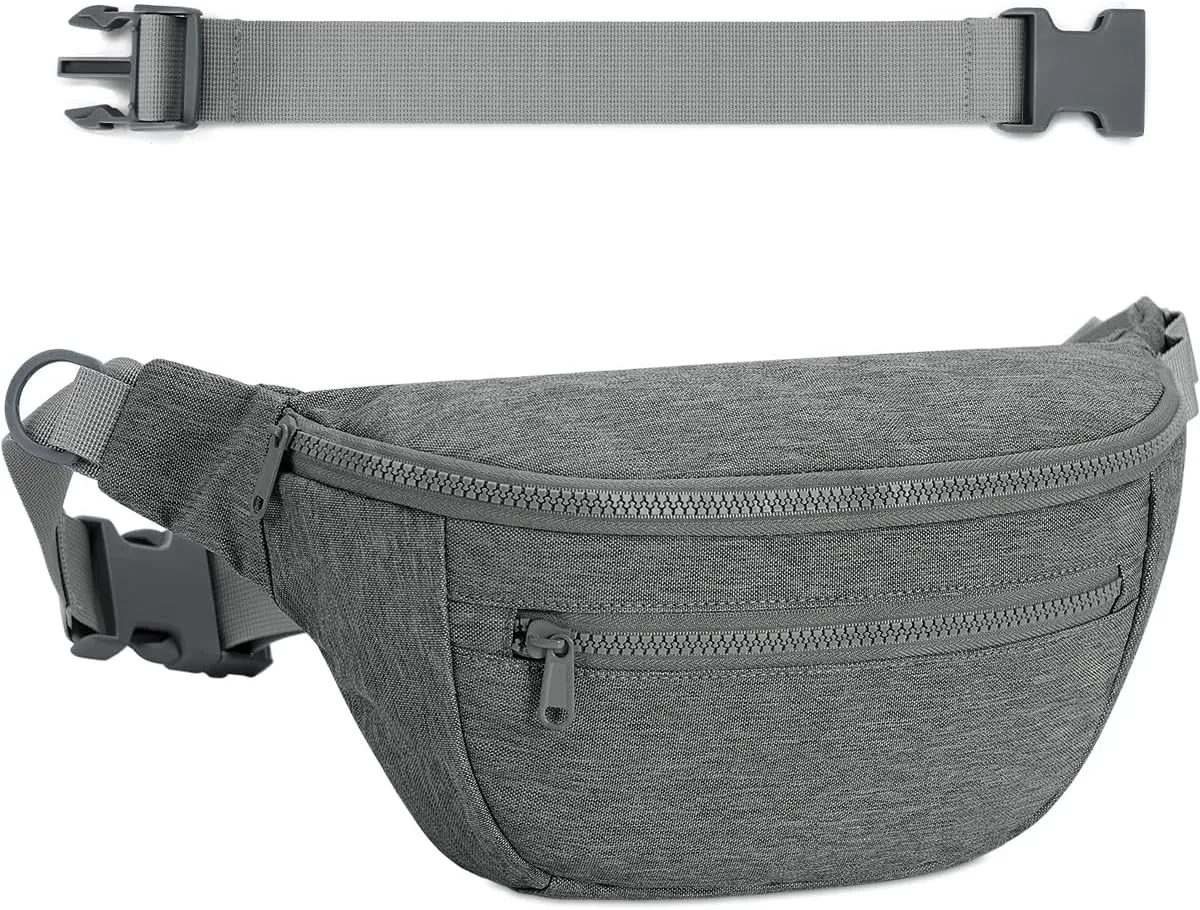 sportsnew Large Fanny Packs for Women, Waist Pack Fashion Crossbody Belt Bags for Walking Running Hiking Travel Bag Gray patent pending