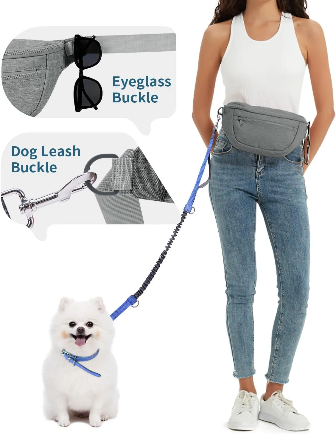 sportsnew Large Fanny Packs for Women, Waist Pack Fashion Crossbody Belt Bags for Walking Running Hiking Travel Bag Gray patent pending