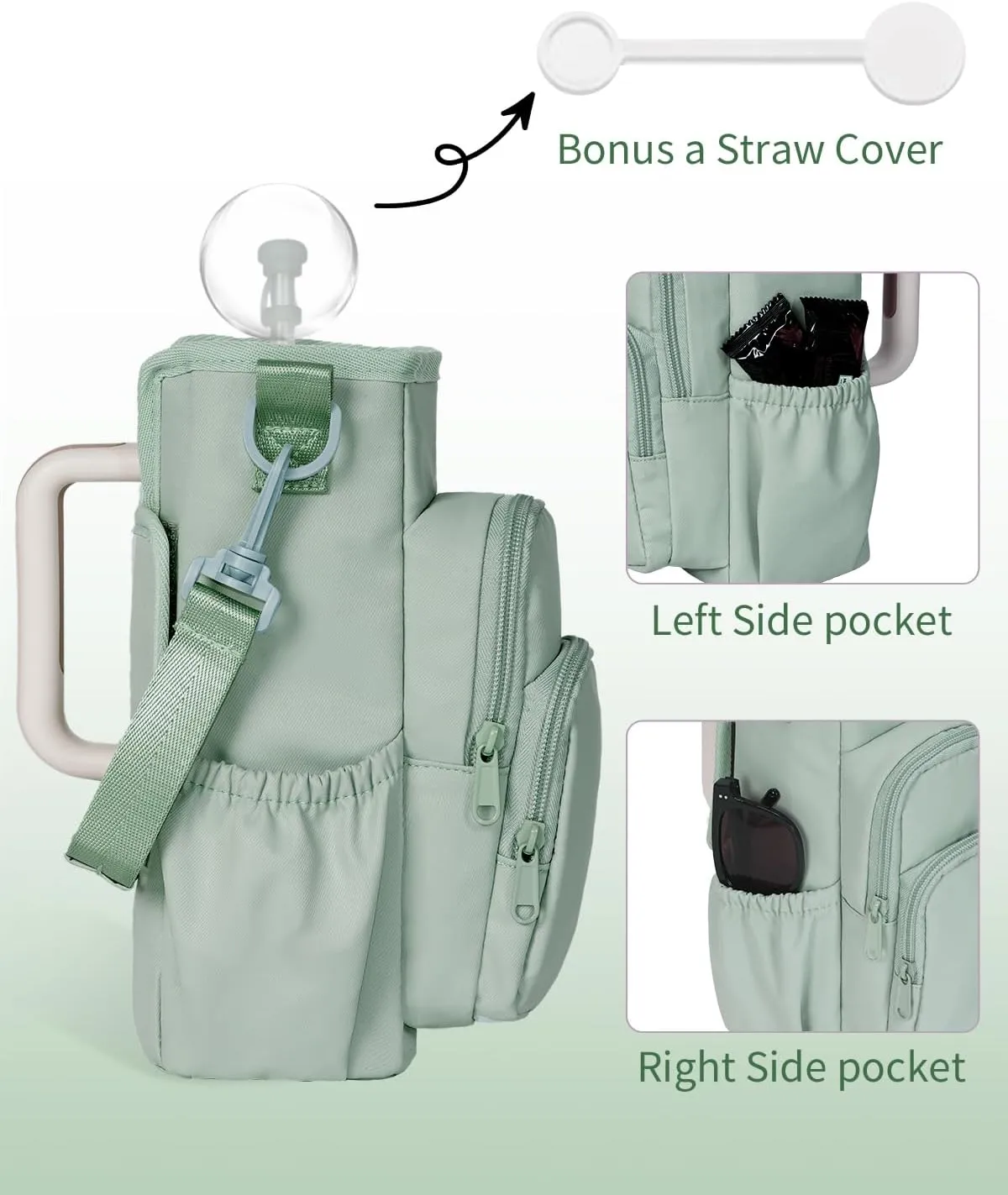 sportsnew Water Bottle Carrier Bag with Phone Pocket for Stanley Brumate era 30oz 40oz Accessories Insulated Water Bottle Holder Pouch with Strap Stanley Cup Sling Bag with Straw Cover for Crossbody