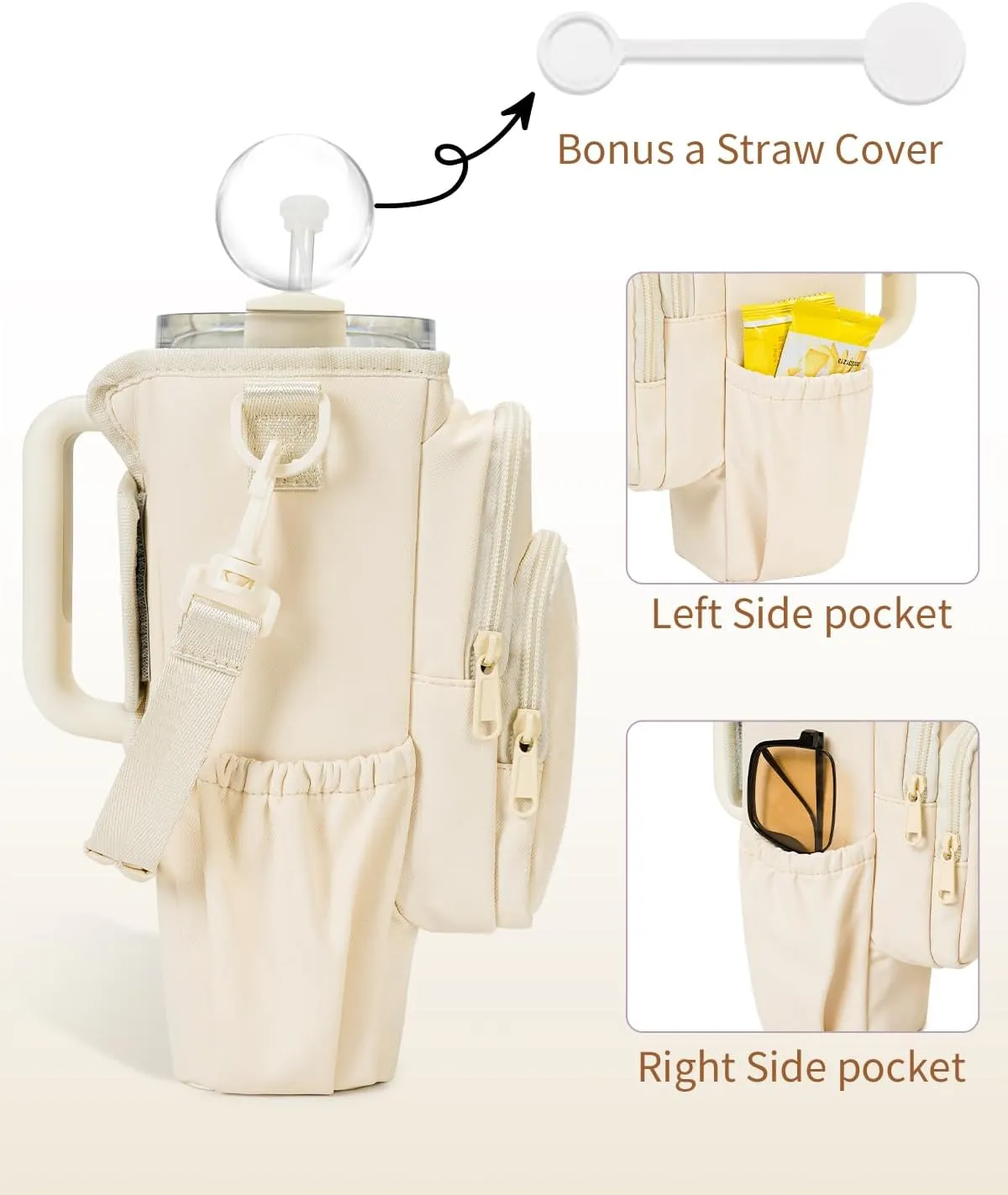 sportsnew Water Bottle Carrier Bag with Phone Pocket for Stanley Brumate era 30oz 40oz Accessories Insulated Water Bottle Holder Pouch with Strap Stanley Cup Sling Bag with Straw Cover for Crossbody