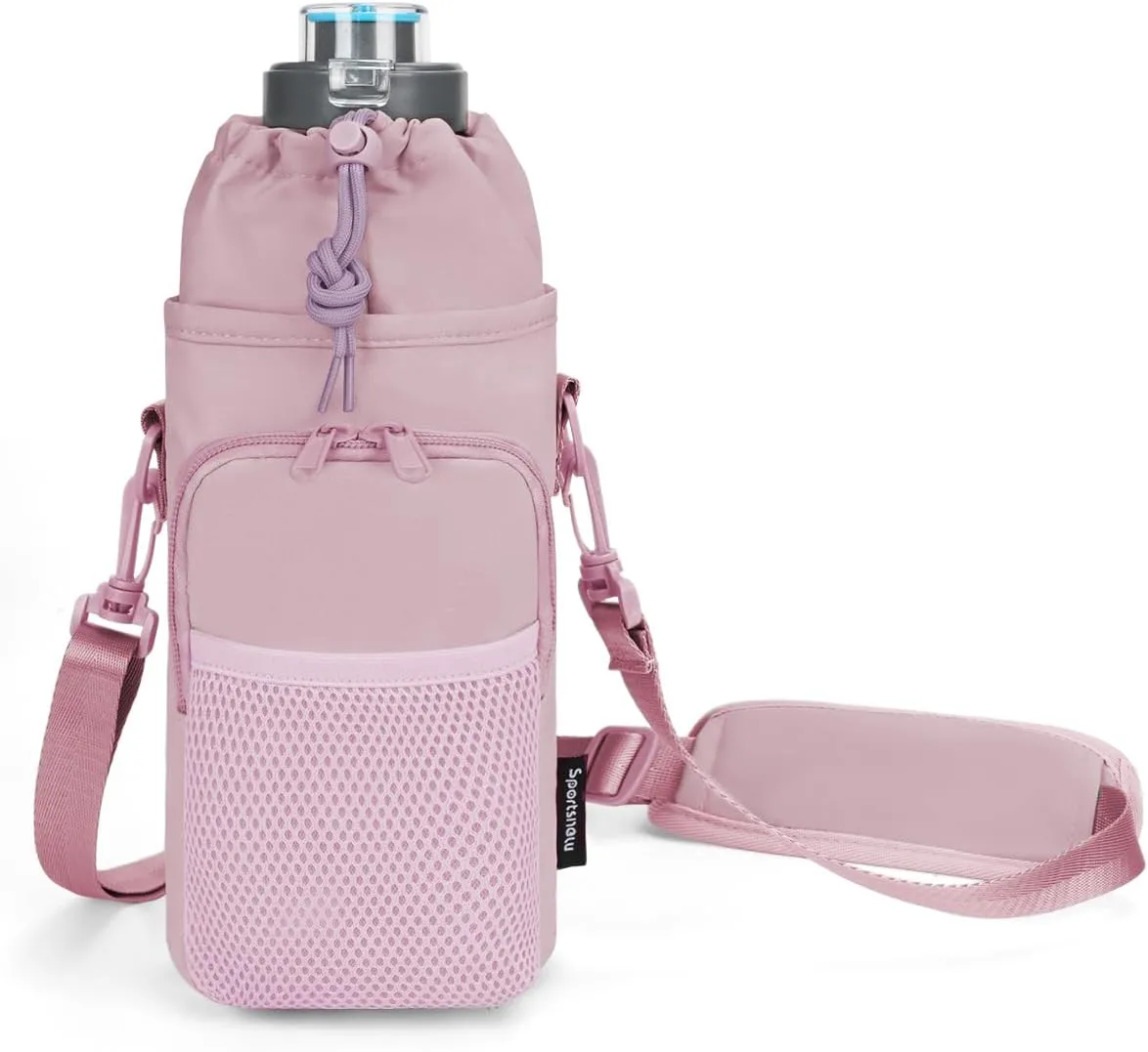 sportsnew Water Bottle Holder with Strap, 32 OZ Water Bottle Carrier Sling Bag with Adjustable Shoulder Strap Insulated Water-Resistant Water Bottle Bag for Walking Hiking, Patent Pending