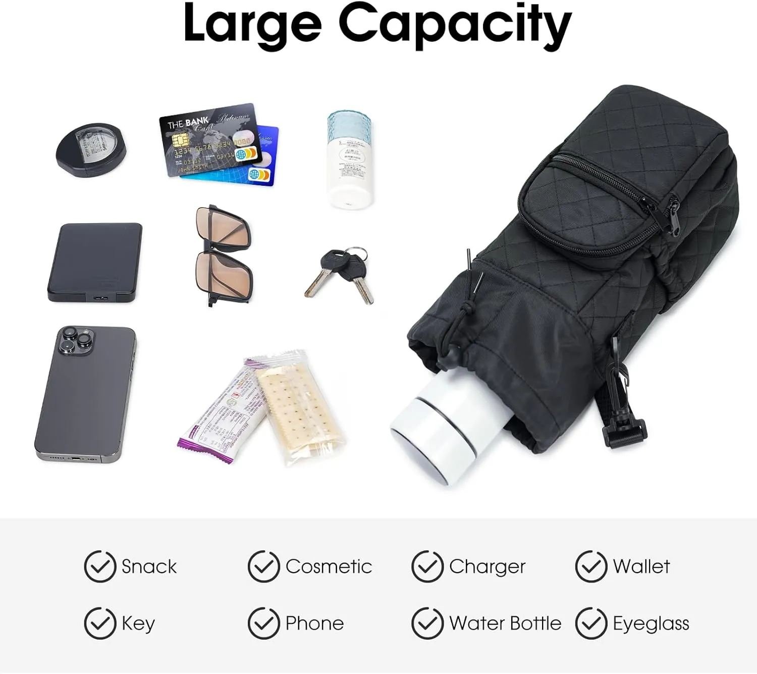 sportsnew Water Bottle Holder with Strap 32oz 40oz Insulated Water Bottle Carrier Sling Bag with Phone Pocket Crossbody