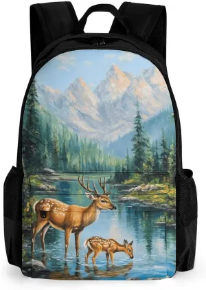 Spring Deer by Mountain Stream Fashion Backpack Cute Daypack Unisex Laptop Bag for Travel Business Work
