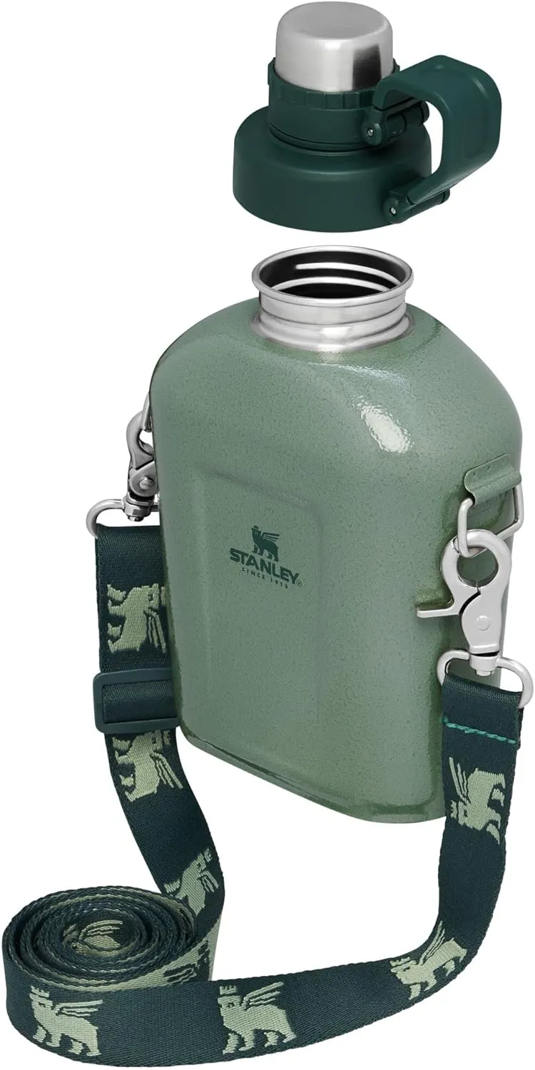 Stanley Legendary Classic Canteen 1.1 qt | Leakproof Drink Container with Strap | Stainless Steel Water Bottle with Lid | Camping, Hiking, Travel | BPA-Free