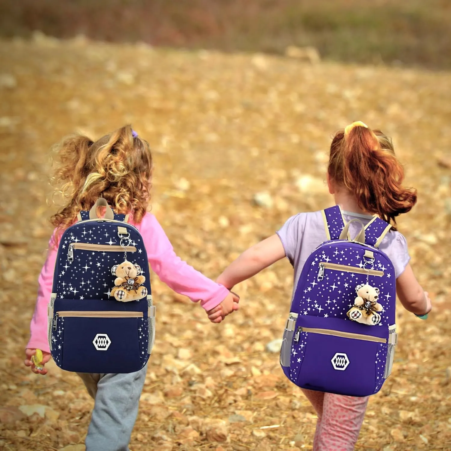 Star Print Backpacks Set for Girls School Elementary, Primary Kids Girls Backpacks School Bags, 3 Pieces, with Crossbody Bag