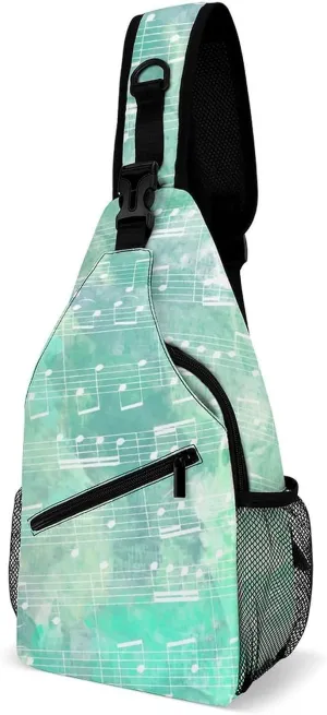 Stave-green Pattern Sling Bag Crossbody Backpack for Men Women Chest Bag For Travel Hiking Cycling Camping, Style-4