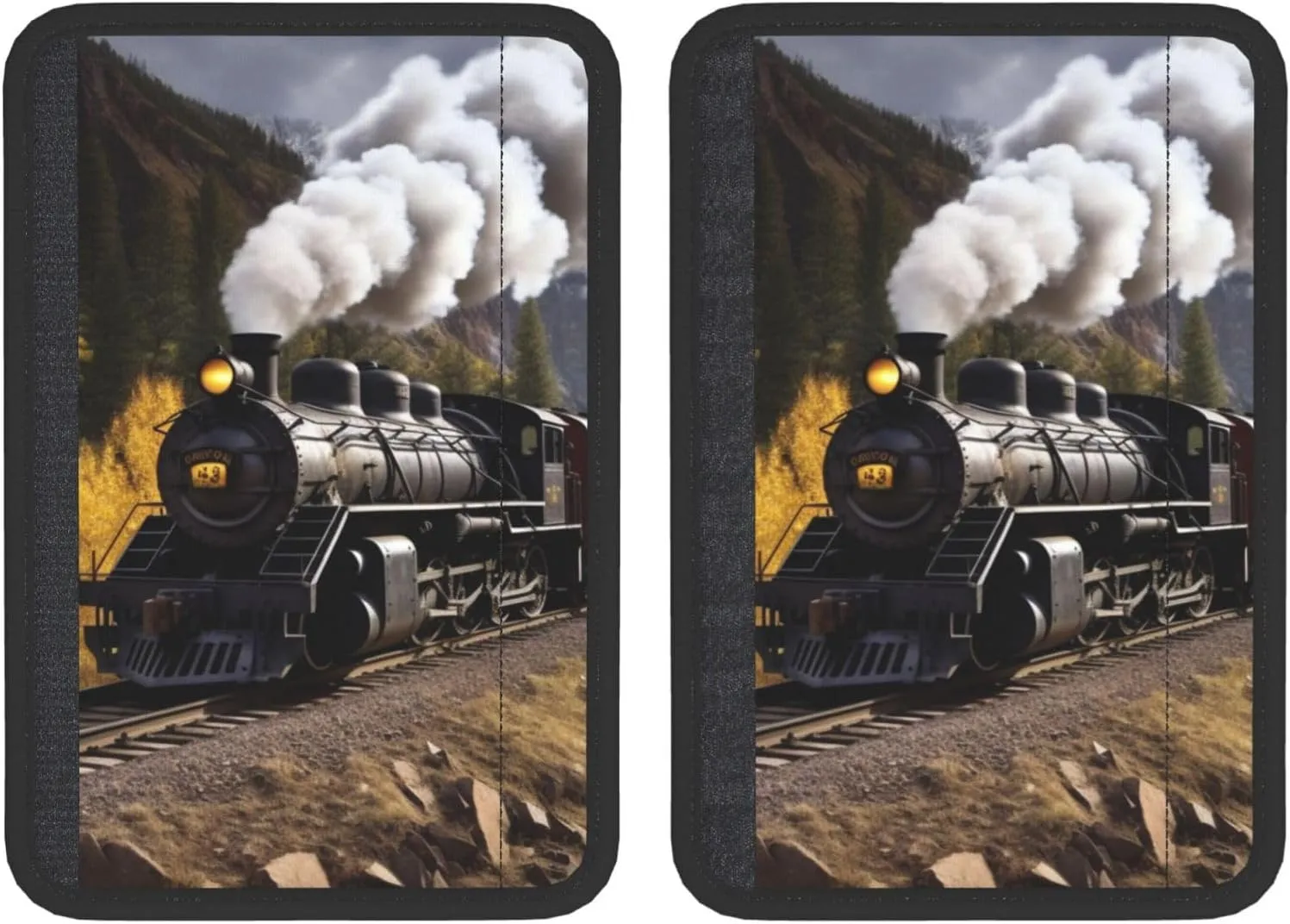 Steam Locomotive Train Car Seat Belt Pad 2 Pack Universal Fit Seatbelt Cover Soft and Comfortable Backpack Shoulder Pad Adjustable Neck Cushion Protector Harness Pad for Car Bag