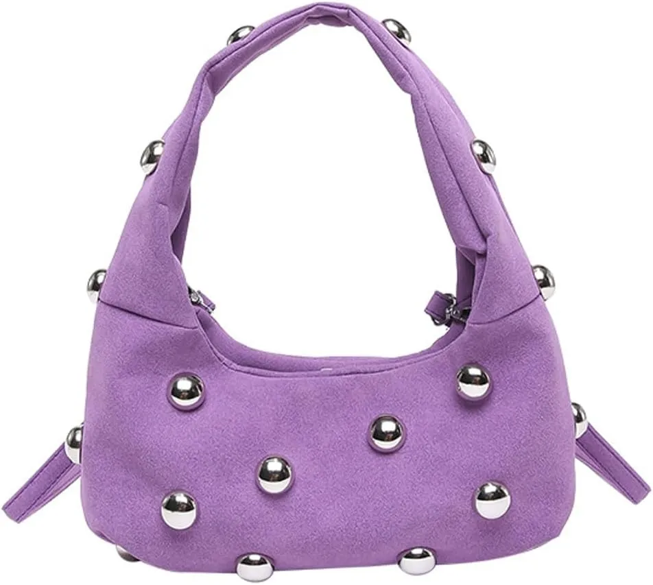 Studded Shoulder Bag For Women Trendy Crescent Purse Y2K Hobo Handbag Womens Crossbody Bag Casual Small Tote Purse