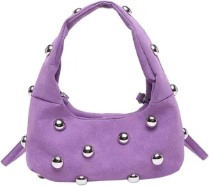 Studded Shoulder Bag For Women Trendy Crescent Purse Y2K Hobo Handbag Womens Crossbody Bag Casual Small Tote Purse
