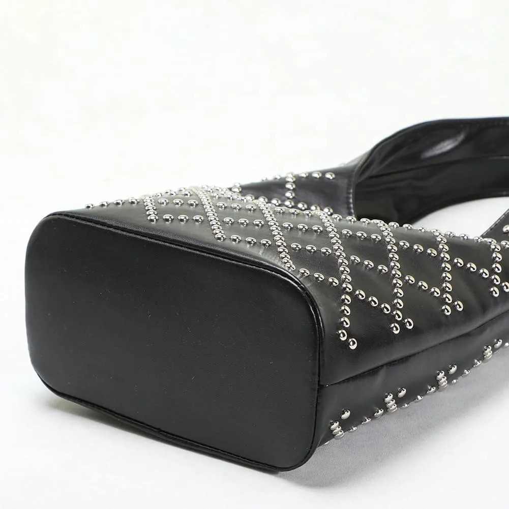 Studded Shoulder Bag For Women Vegan Leather Tote Purse Y2K Hobo Handbag Womens Bucket Bag Casual Punk Purse Streetwear 2025