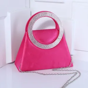 Stylish diamond set tote Ring Tote party bag Silk shoulder bag Elegant crossbody bag