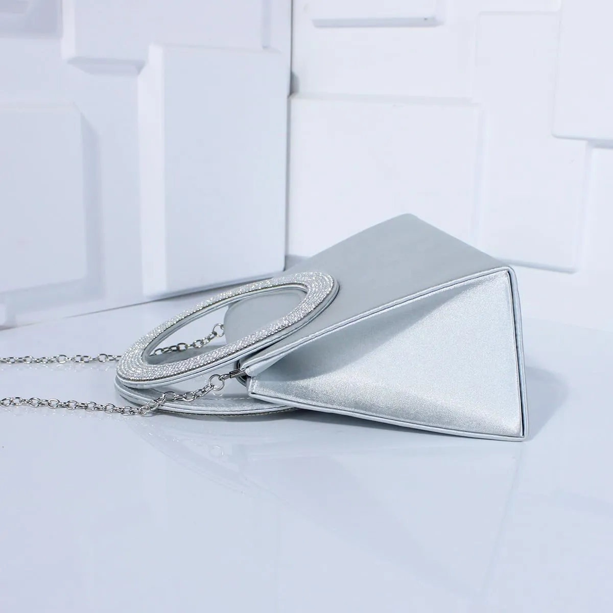 Stylish diamond set tote Ring Tote party bag Silk shoulder bag Elegant crossbody bag