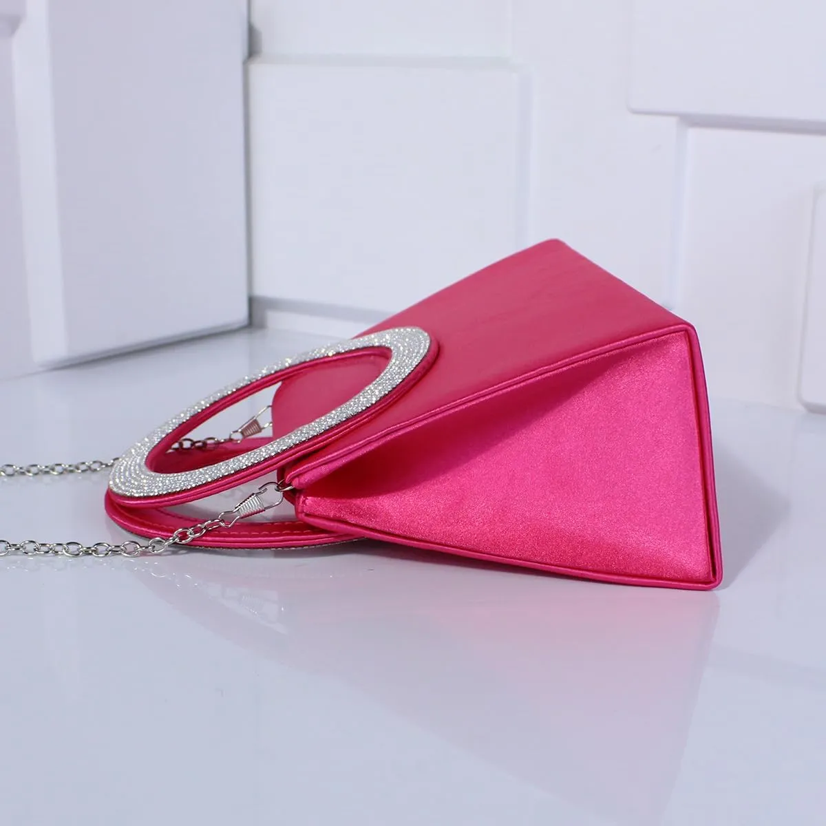 Stylish diamond set tote Ring Tote party bag Silk shoulder bag Elegant crossbody bag