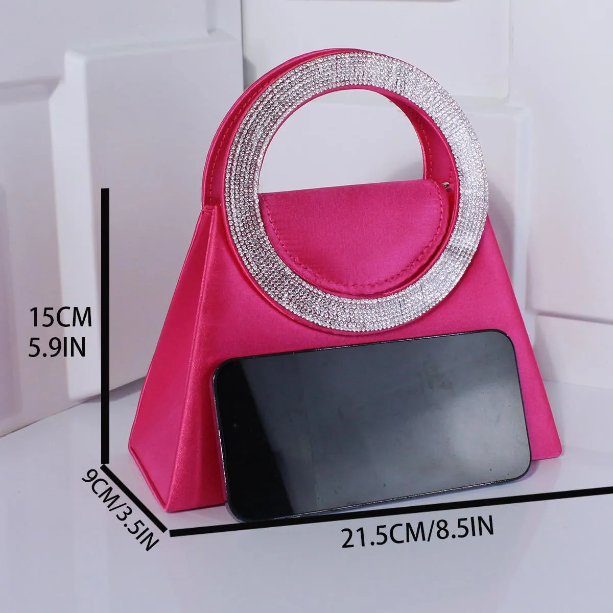 Stylish diamond set tote Ring Tote party bag Silk shoulder bag Elegant crossbody bag