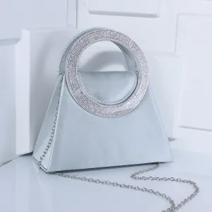 Stylish diamond set tote Ring Tote party bag Silk shoulder bag Elegant crossbody bag