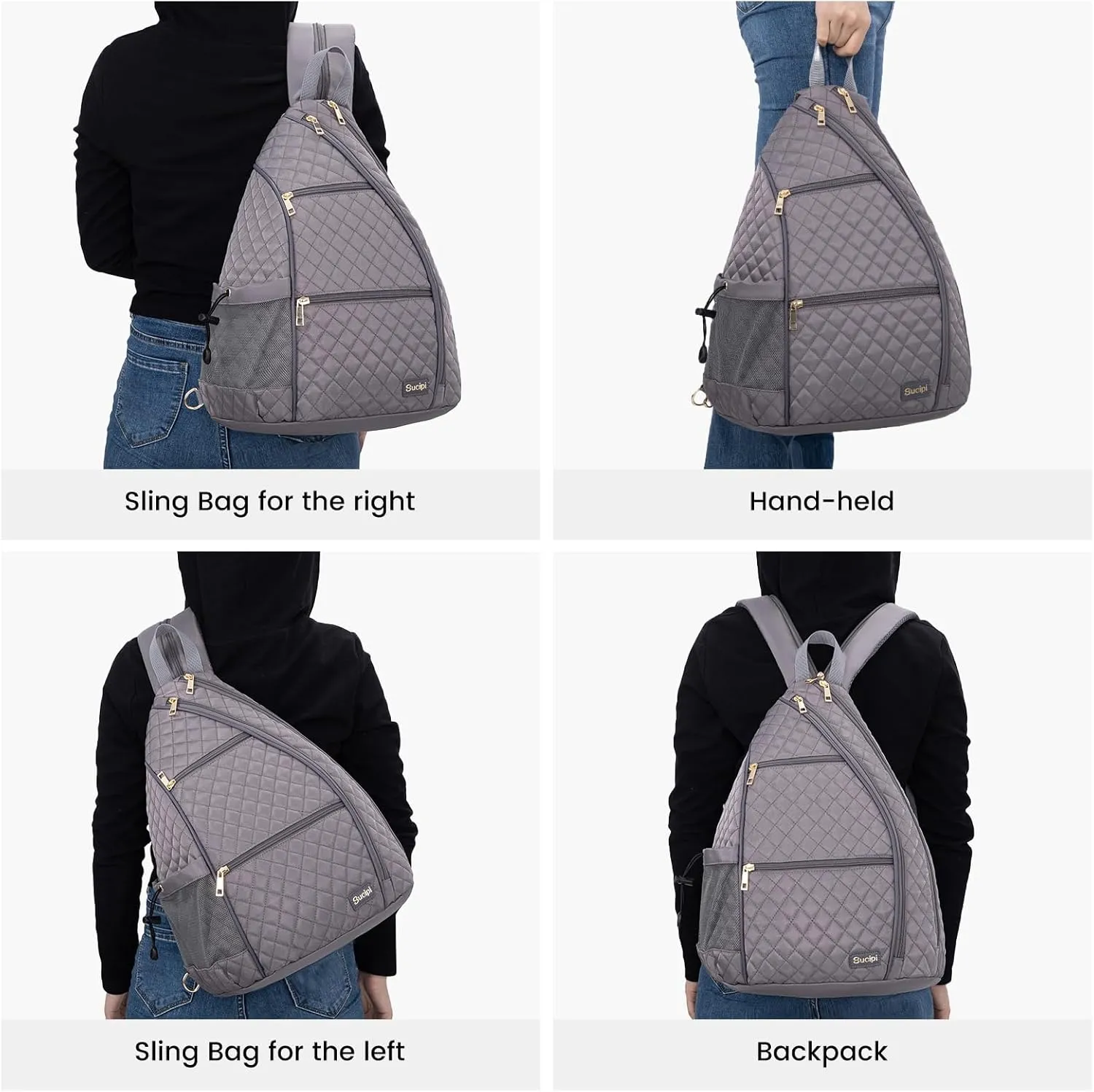 Sucipi Women's Pickleball Backpack - Quilted Crossbody Sling Bag for Tennis & Pickleball Paddle