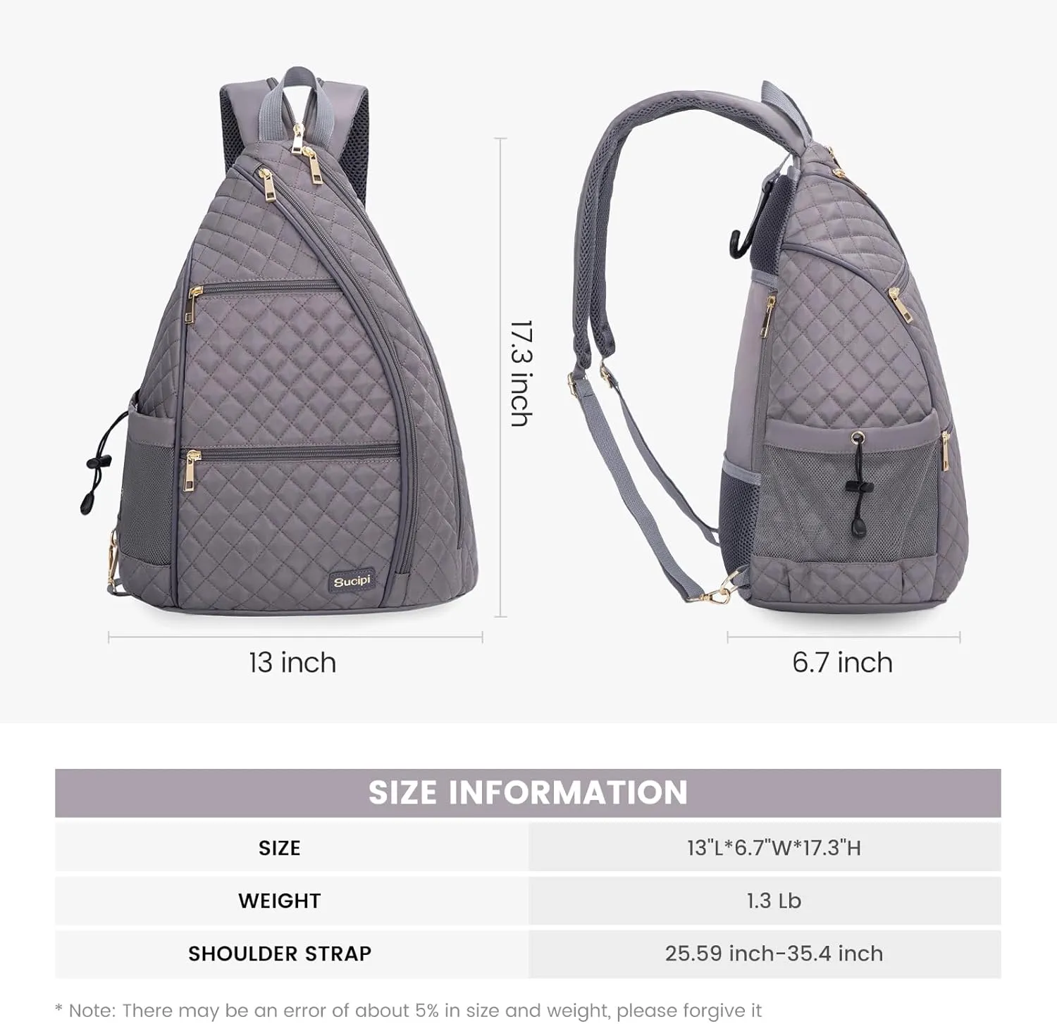 Sucipi Women's Pickleball Backpack - Quilted Crossbody Sling Bag for Tennis & Pickleball Paddle