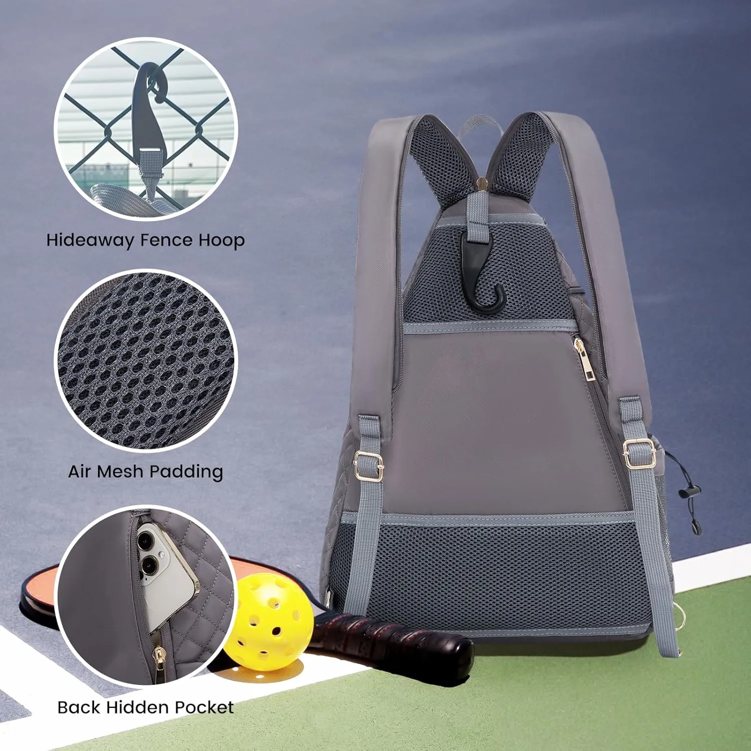 Sucipi Women's Pickleball Backpack - Quilted Crossbody Sling Bag for Tennis & Pickleball Paddle