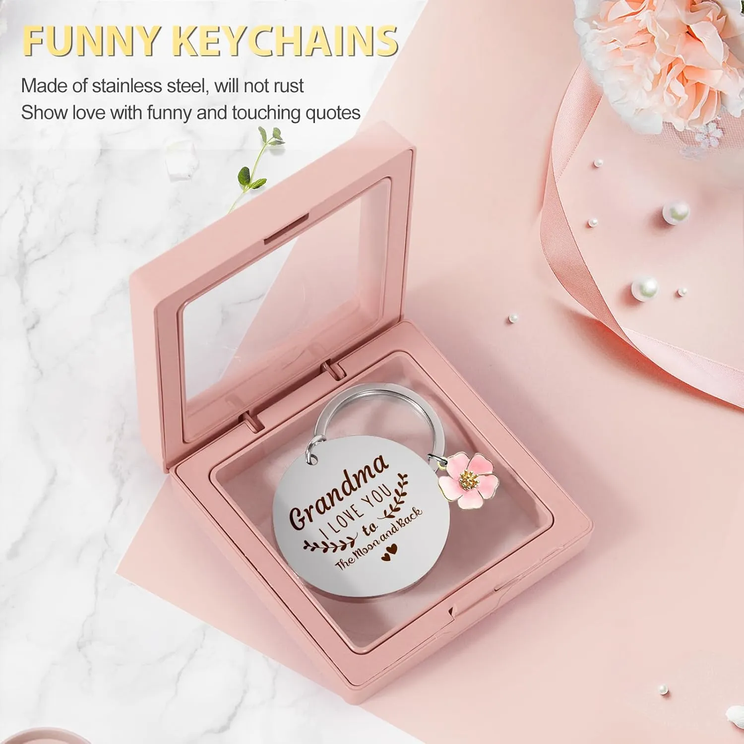 Suhctuptx Grandma Gifts, Christmas Birthday Gifts for Grandma, Best Funny Mothers Day Ideas Gift for Grandmother Grandparent Nana Basket Set from Granddaughter Grandson with Tote Bag Pink