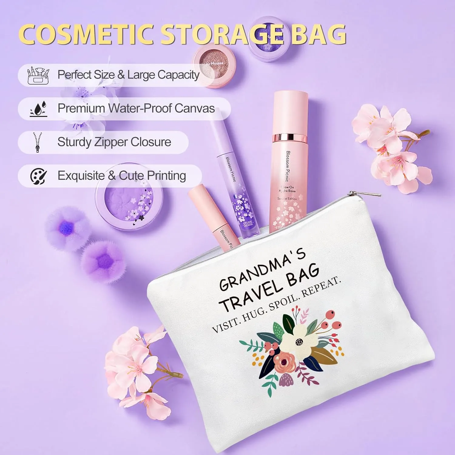 Suhctuptx Grandma Gifts, Christmas Birthday Gifts for Grandma, Best Funny Mothers Day Ideas Gift for Grandmother Grandparent Nana Basket Set from Granddaughter Grandson with Tote Bag Purple
