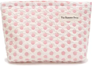 Summer Swan | Large Floral Mid-day Clutch | Period Kit & Hygiene Skincare Bag | Cute Polka Dots Pink